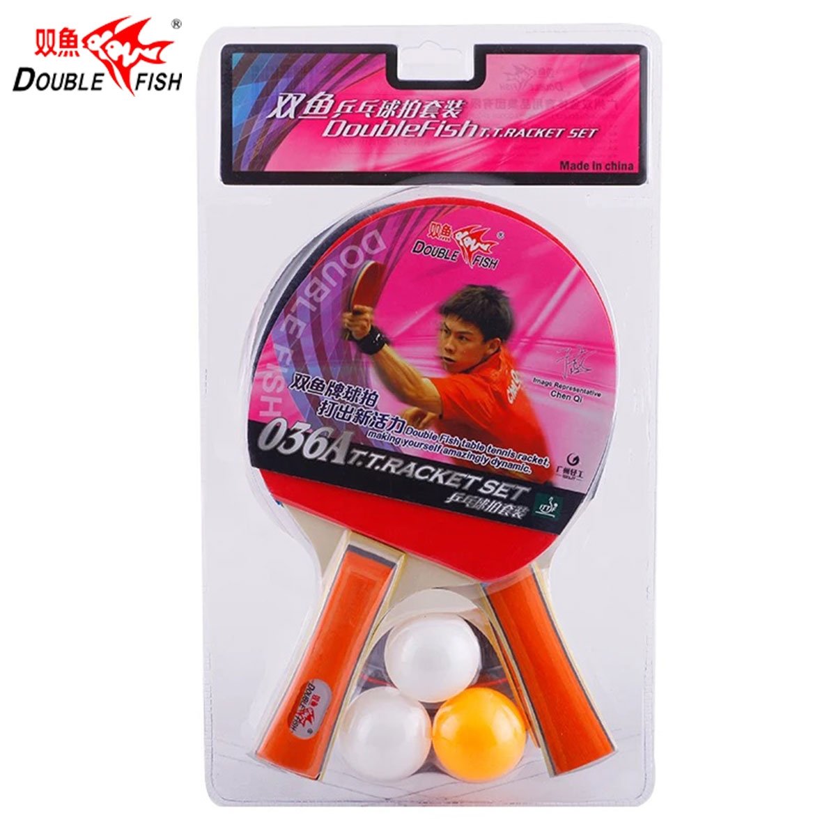Kit De Tênis De Mesa Clássica 2 Raquetes E 3 Bolas - 036A - Double Fish