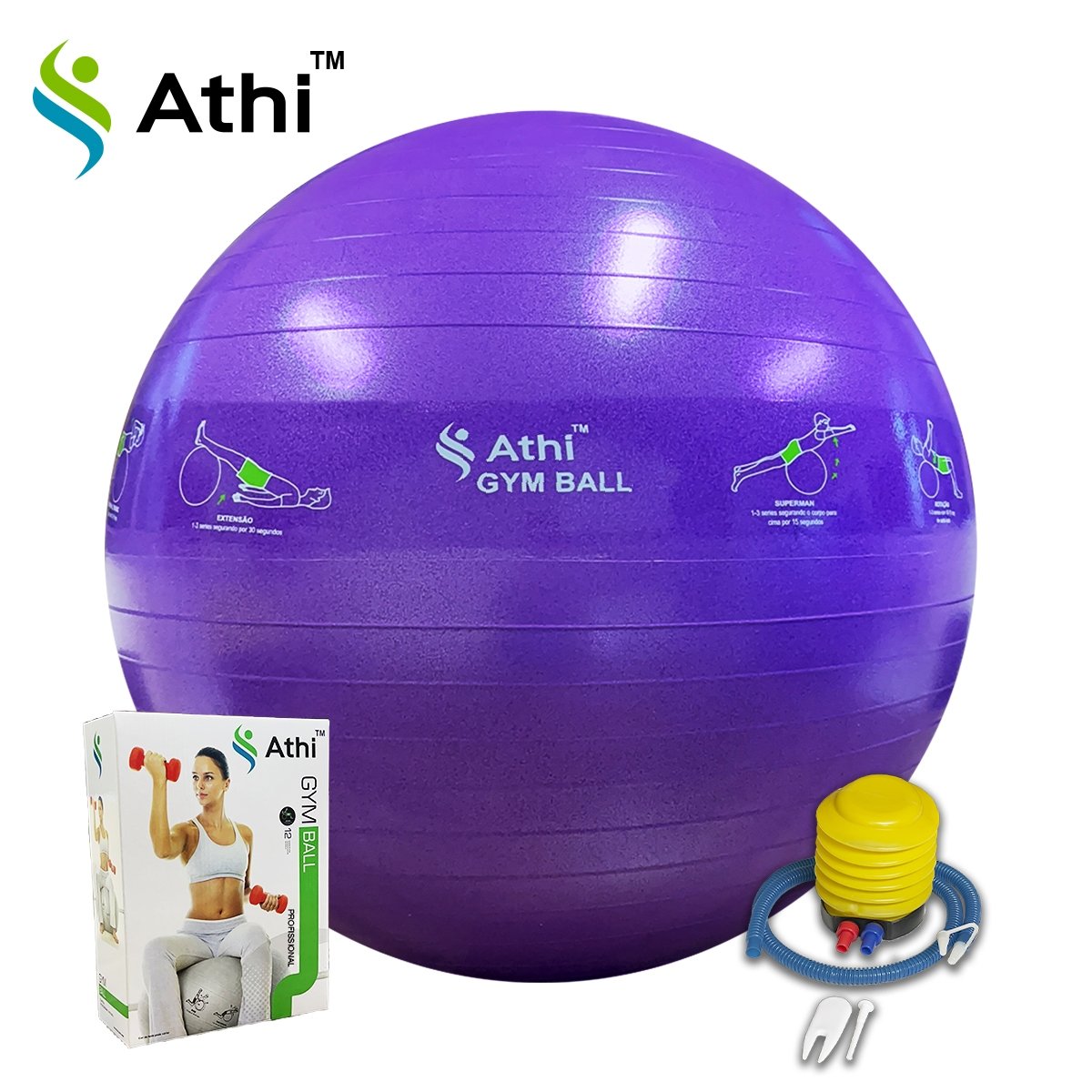 Bola Ginástica Profissional - Gym Ball 55cm - Roxa - Athi