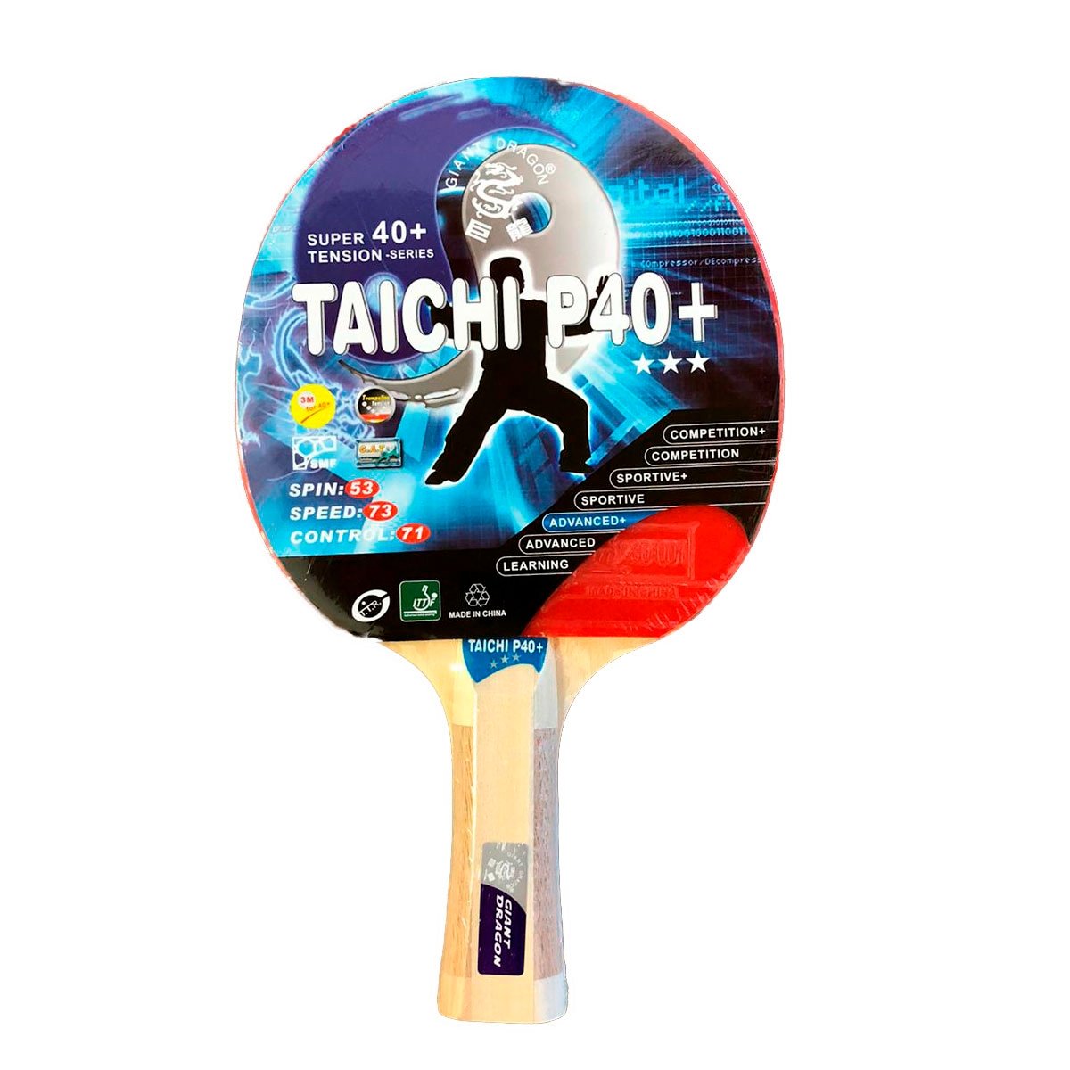 Raquete De Tênis De Mesa Clássica 3 Estrelas Alto Rendimento - Taichi P40+ - ITTF - Giant Dragon