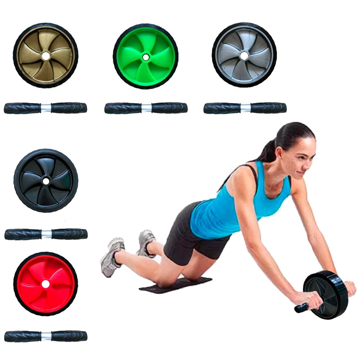 Roda Abdominal Rolo De Exercícios Lombar - Azul Esportes