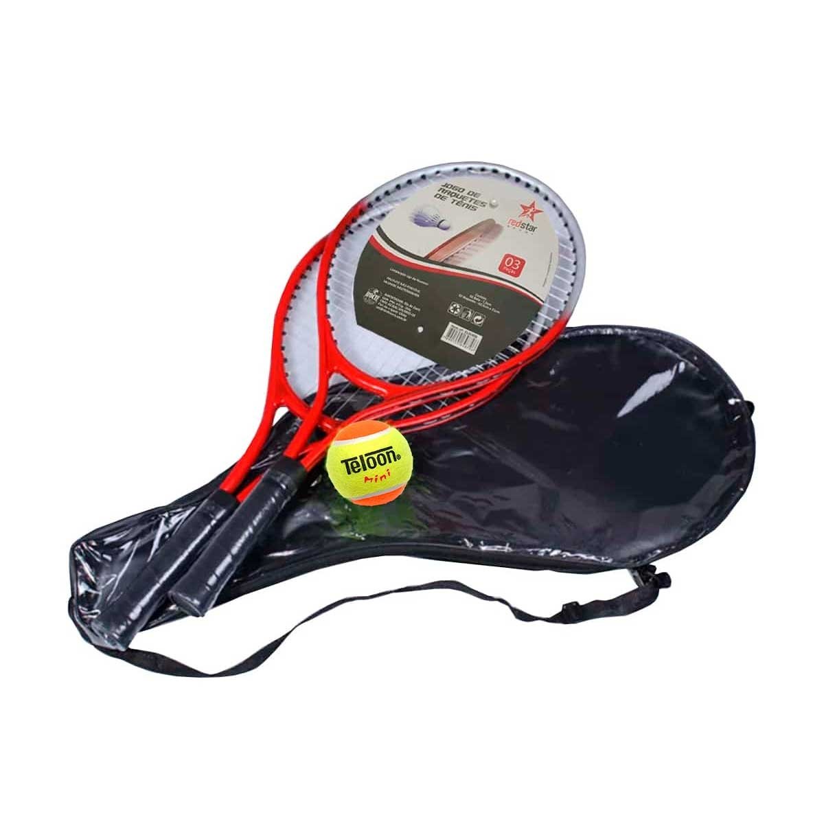 Kit Tênis de Campo com 2 Raquete + 1 Bola Teloon 25% - Ks Sports