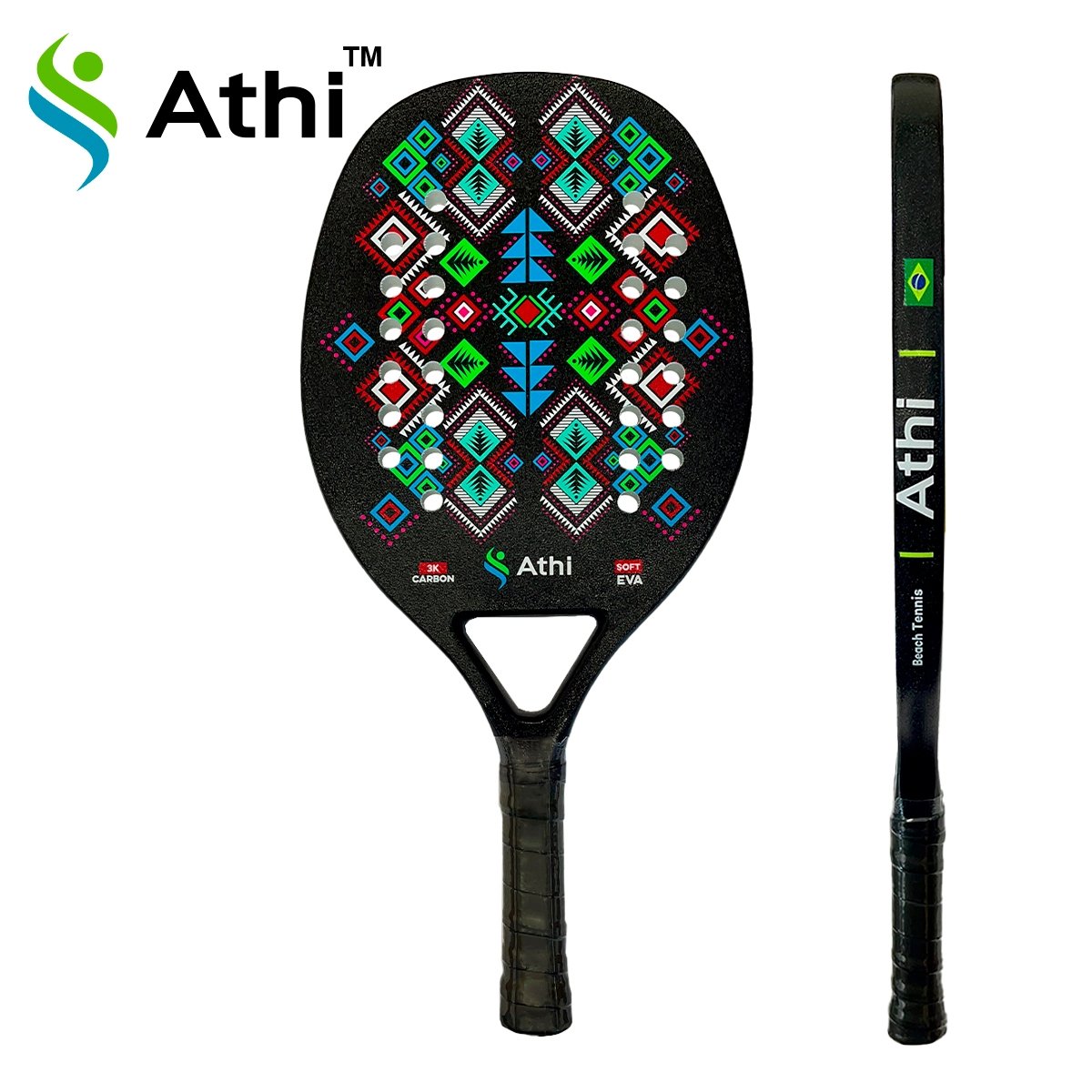 Raquete Beach Tennis Carbono 3K C/ Capa - Atsoft 5.0 - Inca - Athi
